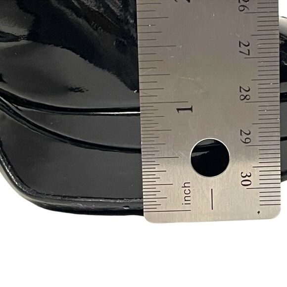 FENDI Patent Leather Slingback Logo Heel Peeptoe Sandals 37 - Picture 15 of 16